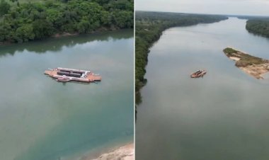 Balsas encalham no Rio Tocantins e caminhoneiros ficam mais de 18 horas ilhados entre Pedro Afonso e Tupirama