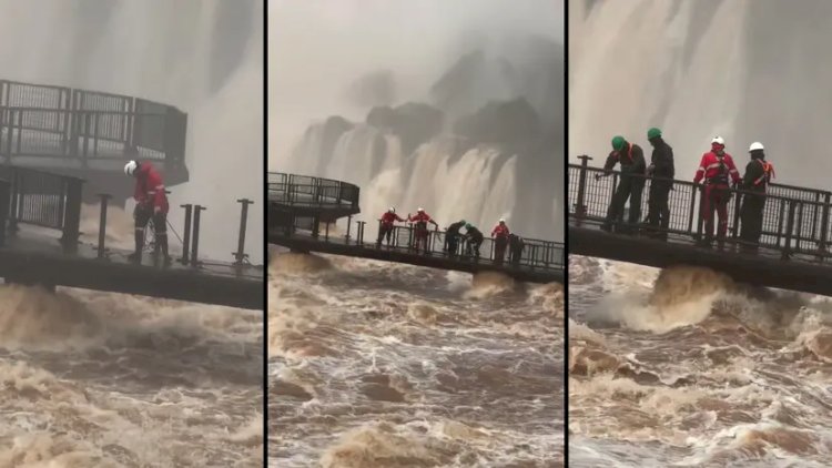 Cataratas do Iguaçu: vazão quase 8x acima da média ameaça passarela e mobiliza equipes